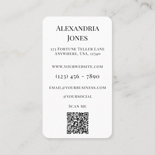 Mystieke Tarot Kaart Zwart-wit Tandarts Visitekaartje (Achterkant)