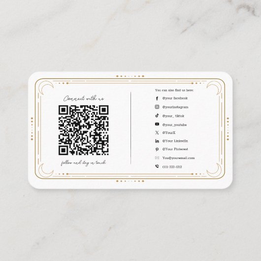 Mystieke tarotlezer sociale media verbinding QR Visitekaartje (Achterkant)