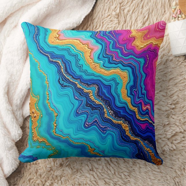Mystieke Teal & Gouden Energie Kussen (Deken)