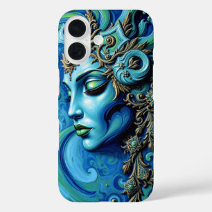 Mystieke Teal & Gouden Fantasie Godin Elegant iPhone 16 Hoesje