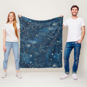 Mystieke Teal Gouden Kosmische Sterren Nevel Fleece Deken