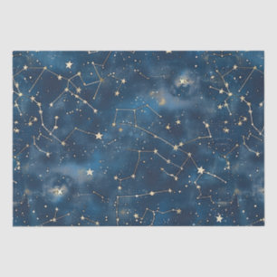 Mystieke Teal Gouden Kosmische Sterren Nevel Tissuepapier