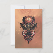 Mystieke tijdreizen met vleugels, steampunk horlog bedankkaart (Achterkant)