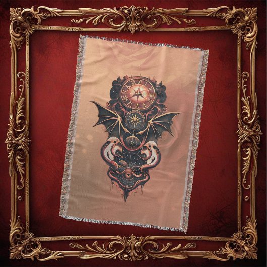 Mystieke tijdreizen met vleugels, steampunk horlog deken