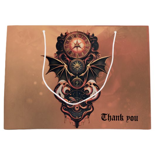 Mystieke tijdreizen met vleugels, steampunk horlog groot cadeauzakje (Voorkant)