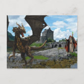 Mystieke tovenaar en Dragon Castle Landschap Briefkaart (Voorkant)