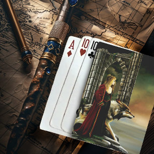 Mystieke Tovenares Wolf Bewaker Steen Portaal Pokerkaarten