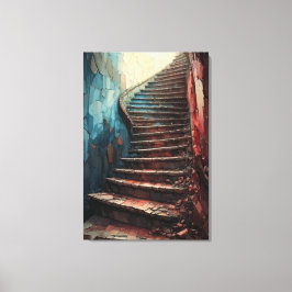 Mystieke Trap naar Licht – Surrealistische Getextu Canvas Afdruk