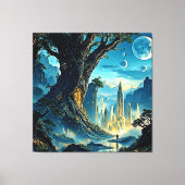 Mystieke Tree City Dreamscape Canvas Afdruk (Voorkant)