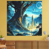 Mystieke Tree City Dreamscape Canvas Afdruk (Insitu (Woonkamer))