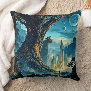 Mystieke Tree City Dreamscape Kussen