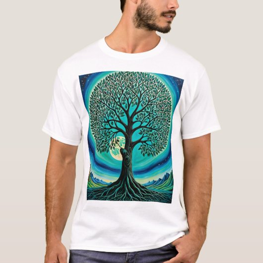 Mystieke Tree of Life Moonlit T-shirt (Voorkant)