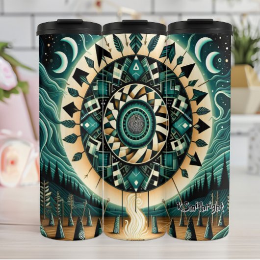 Mystieke Tribal Sun Moon Mandala Thermosbeker