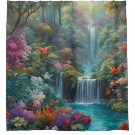 Mystieke tropische waterval douchegordijn