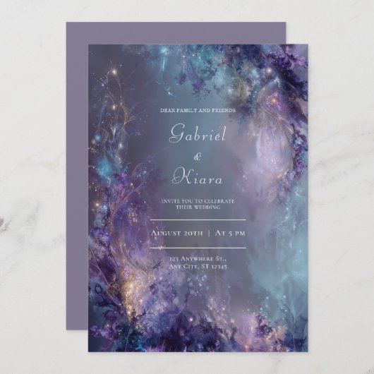 Mystieke Twilight bruiloft uitnodiging (Voorkant / Achterkant)