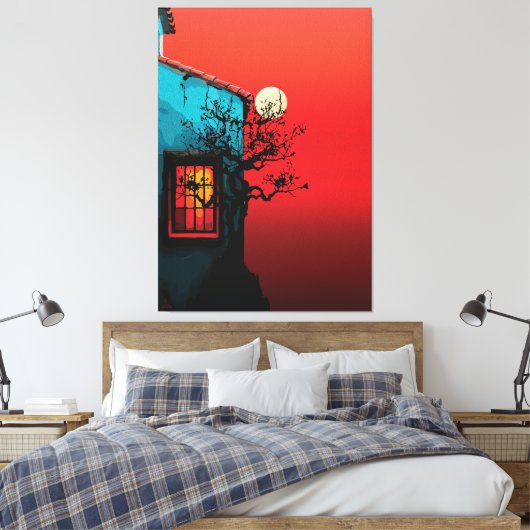 Mystieke Twilight Window Scene Canvas Afdruk (Insitu (Slaapkamer))