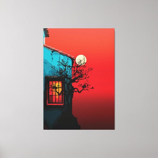 Mystieke Twilight Window Scene Canvas Afdruk (Voorkant)