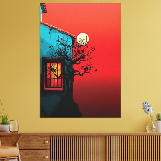 Mystieke Twilight Window Scene Canvas Afdruk (Insitu (Woonkamer))