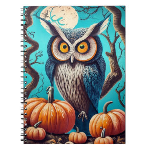 Mystieke Uil Charm Halloween Notitieboek met Pompo