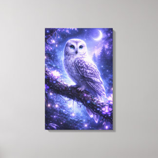 Mystieke uil in een betoverd bos canvas afdruk