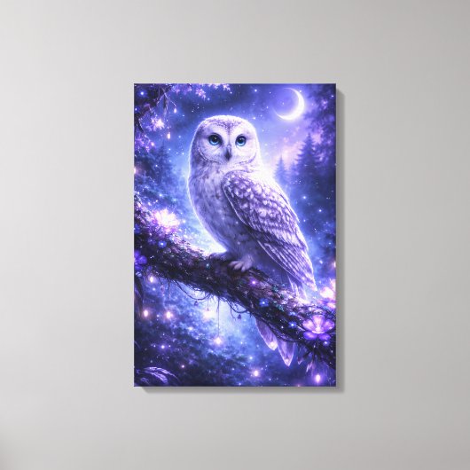 Mystieke uil in een betoverd bos canvas afdruk (Voorkant)