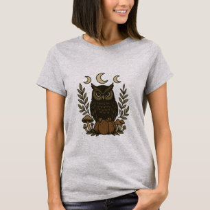 Mystieke Uil Maan Fasen T-shirt – Gothic Witchy