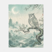 Mystieke Uil Maan Landschapskunst Fleece Deken (Voorkant)