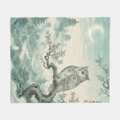 Mystieke Uil Maan Landschapskunst Fleece Deken (Voorkant (Horizontaal))