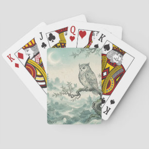 Mystieke Uil Maan Landschapskunst Pokerkaarten