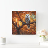 Mystieke Uil met Kaarsen Herfst Foliage Vierkante Klok (Huis)