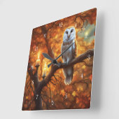 Mystieke Uil met Kaarsen Herfst Foliage Vierkante Klok (Hoek)