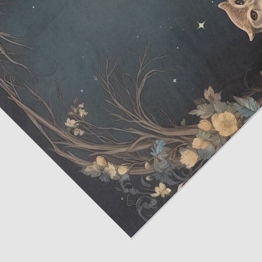 Mystieke Uil Midnight Stars Decoupage Tissuepapier (Detail)