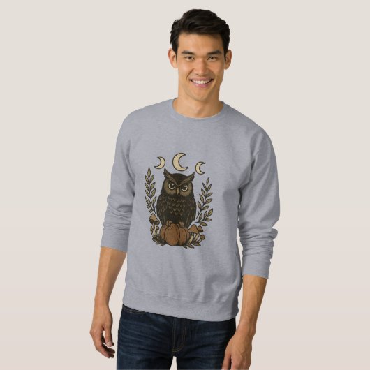 Mystieke Uil Moon Phases-Shirt – Gothic Witchy Trui (Voorkant volledig)
