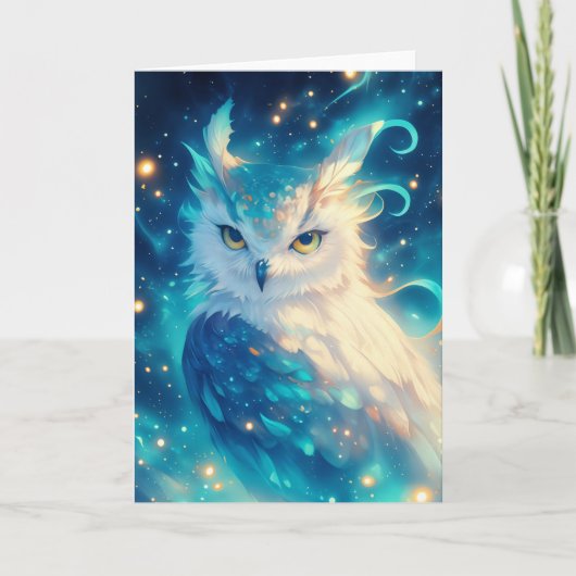 Mystieke uil onder de sterrenhemel kaart (Voorkant)