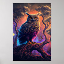 Mystieke Uil Psychedelische Poster | Spirituele Di
