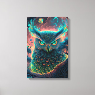 Mystieke Uil Psychodelische Canvasprint Canvas Afdruk