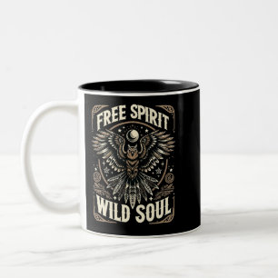 Mystieke Uil - Vrije Geest Wild Soul Tweekleurige Koffiemok