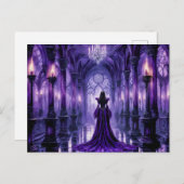 Mystieke vampierkoningin in gotische kasteelhal briefkaart (Voorkant / Achterkant)