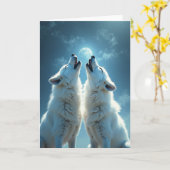 Mystieke Verjaardags Wolf Maan Kaart (Gele Bloem)