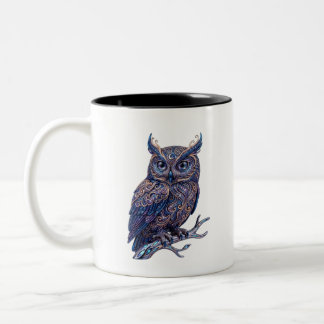 Mystieke Versierde Uil Koffiemok - Hemelse Kunst Tweekleurige Koffiemok