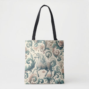 Mystieke Victoriaans Eenhoorns: Betoverde Bloemen Tote Bag