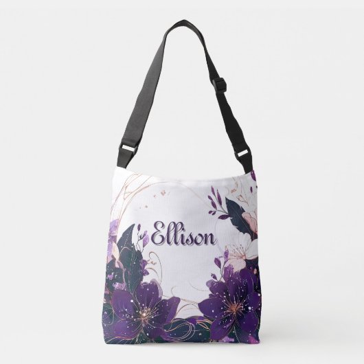 Mystieke Violet Bloom Crossbody Tas (Voorkant)