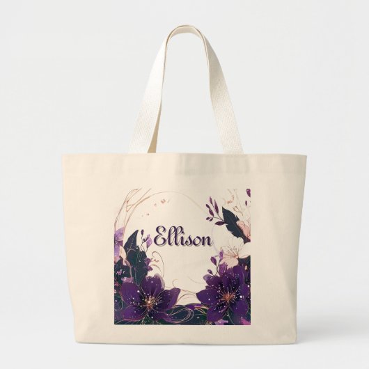 Mystieke Violet Bloom Grote Tote Bag (Voorkant)