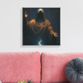 Mystieke Vlam Gehulde Figuur Kunstprint Canvas Afdruk (Insitu (Woonkamer))