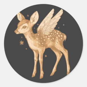 Mystieke Vleugelherten Cottagecore Ronde Sticker