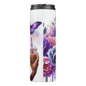 Mystieke vlinder getatoeëerd koffie moment thermosbeker (Achterkant)