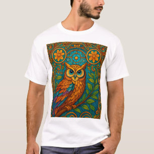 Mystieke volks kunst uil illustratie – Boho vintag T-shirt