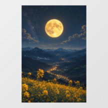 Mystieke Volle Maan Bergdal Ruitstickers