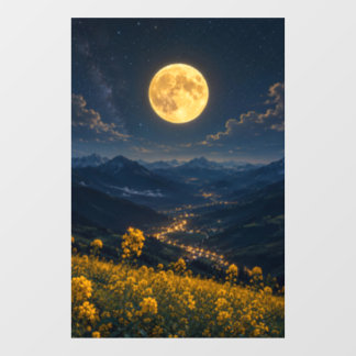 Mystieke Volle Maan Bergdal Ruitstickers Raamsticker