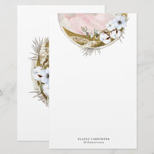 mystieke volle maan bohemiene roze kantoorpapier briefpapier (Voorkant / Achterkant)